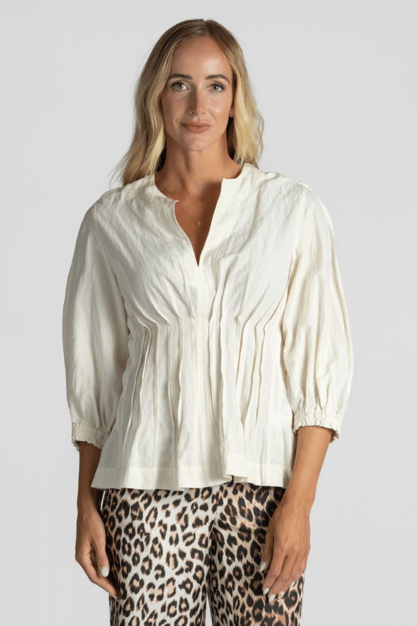 Apiece Apart Rocco Pleat Top - Cream