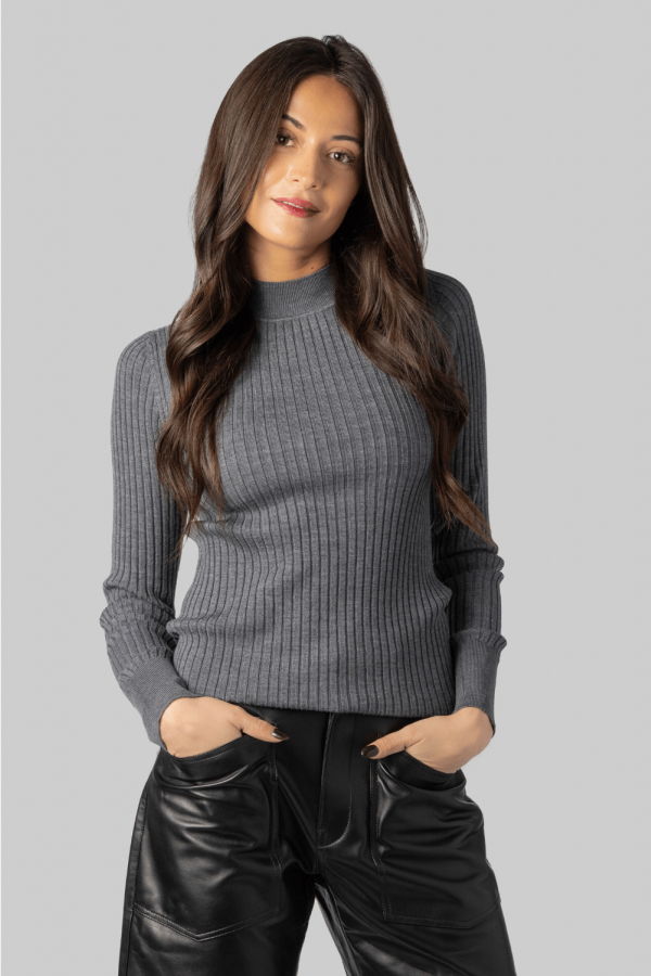 Forte Forte Superfine Merino Ribbed Turtleneck Sweater - Antracite