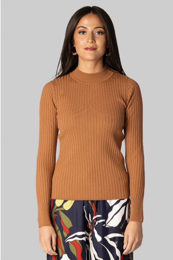 Forte Forte Superfine Merino Ochre Ribbed Sweater - Cannella