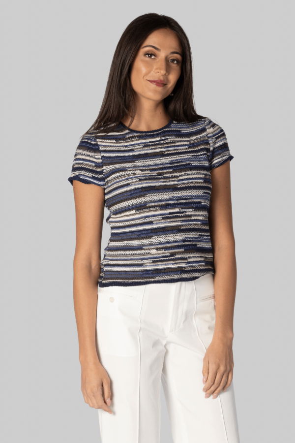 Proenza Schouler Veya Knit Tee - Navy Multi