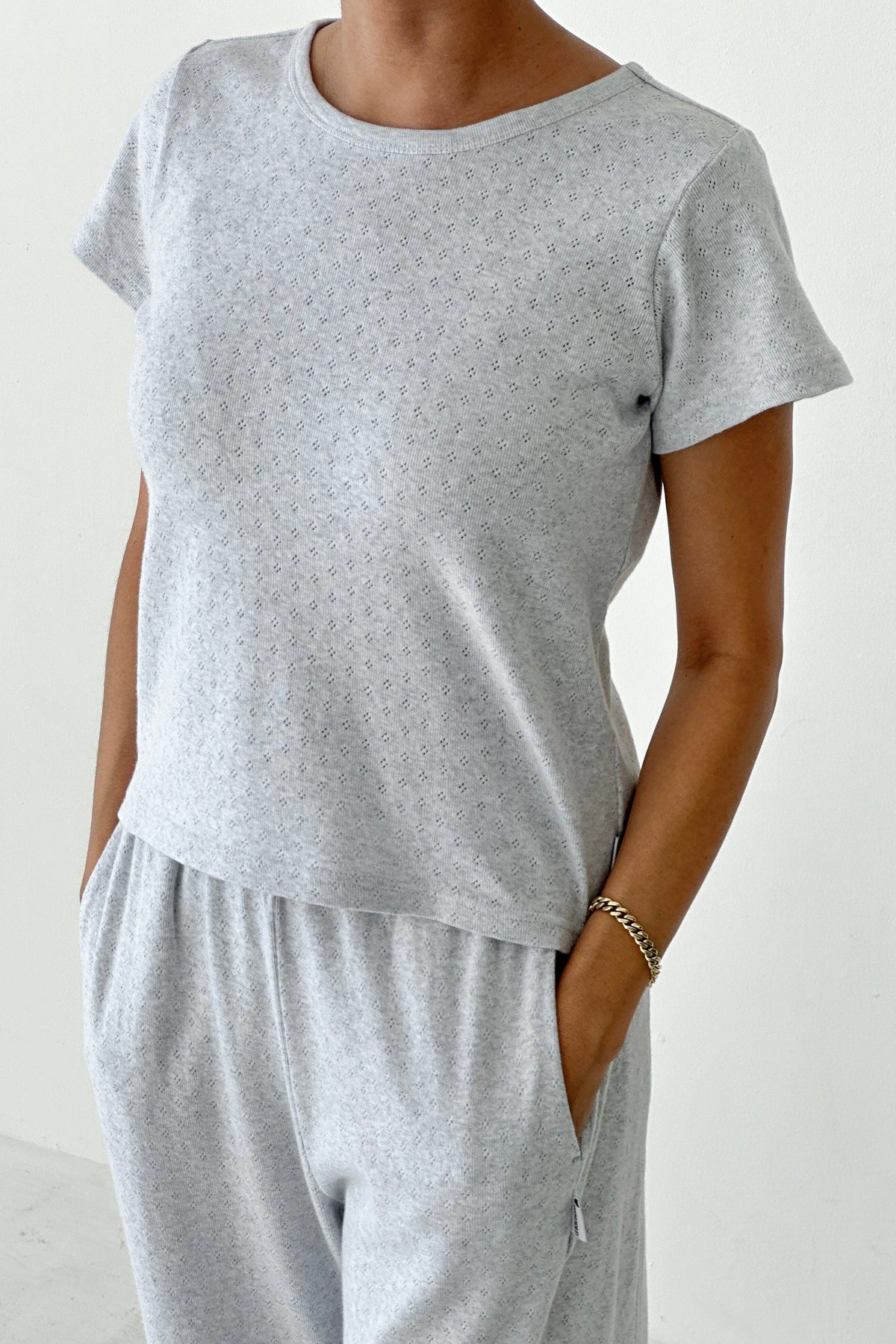 Le Bon Shoppe Pointelle Babe Tee - Image 8 of 9