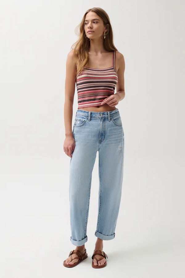 Pistola Donny Rolled Hem Boyfriend Jeans - Old Blues