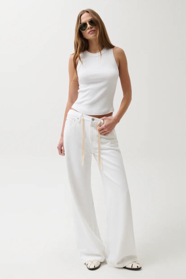 Pistola Jadyn Mid Rise Drawstring Jean - Optic White