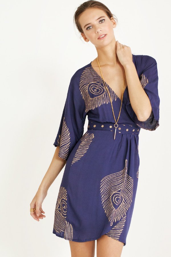 Peacock Feather Kimono Dress | Garmentory