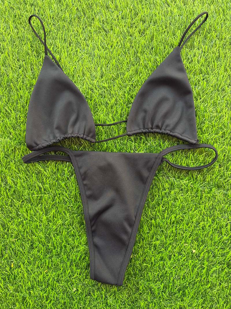 Ziah Copa Skimpy String Bikini Bottom - Black