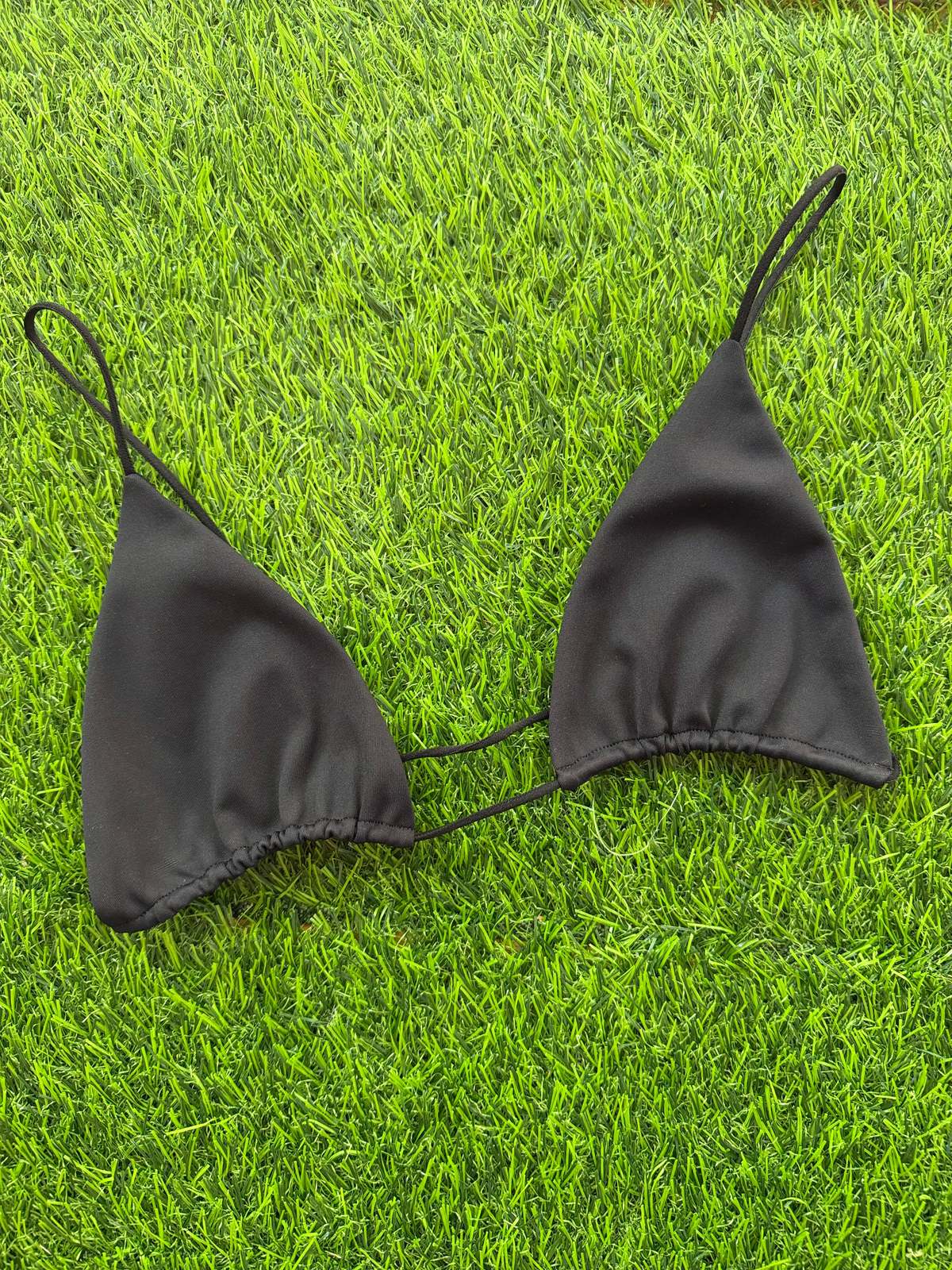 Ziah Fine Strap Triangle Bikini Top - Black - Image 1 of 5
