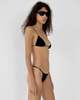 Ziah Fine Strap Triangle Bikini Top - Black - Thumbnail 4