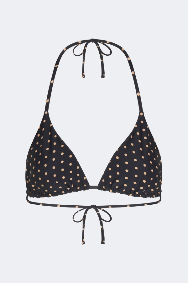 Simon Miller Bwai Bikini Top - Black/Tan Polka Dot