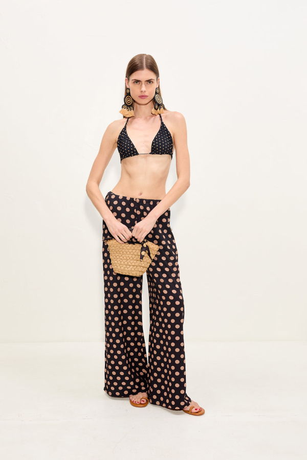 Simon Miller Bwai Bikini Top - Black/Tan Polka Dot