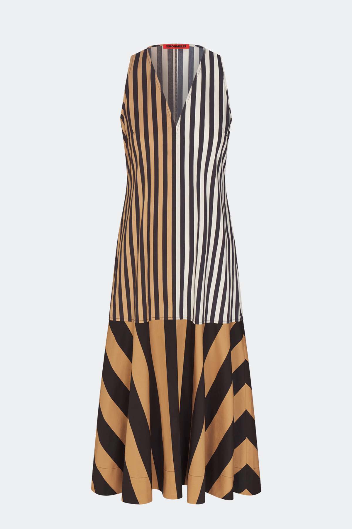 Simon Miller Celeste Poplin Dress - Black/Tan Stripe Combo - Image 2 of 5