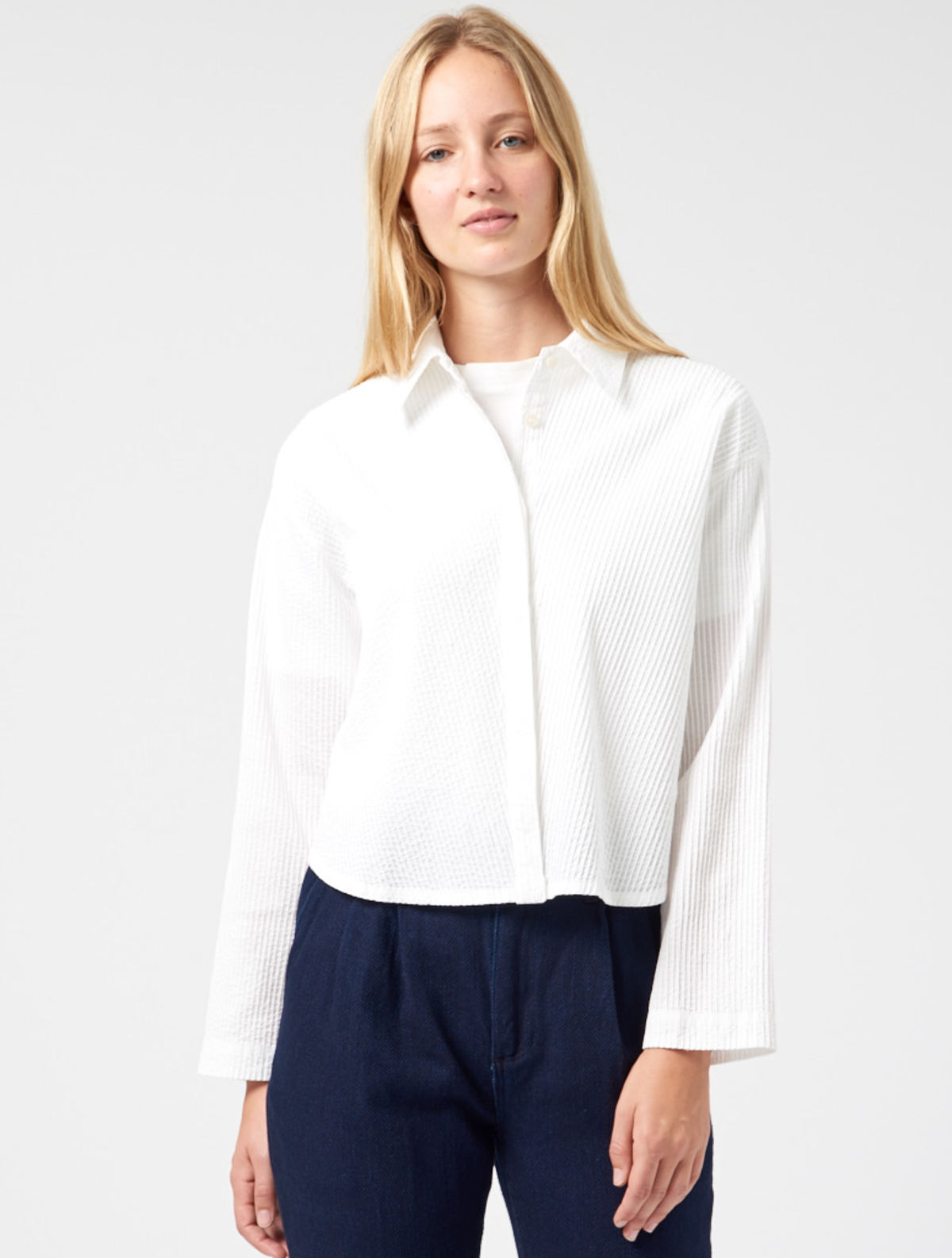 【新品】Yacco Maricard ホワイト長袖シャツ S Yacco Maricard Fishtail Pintuck Shirt - white | Garmentory