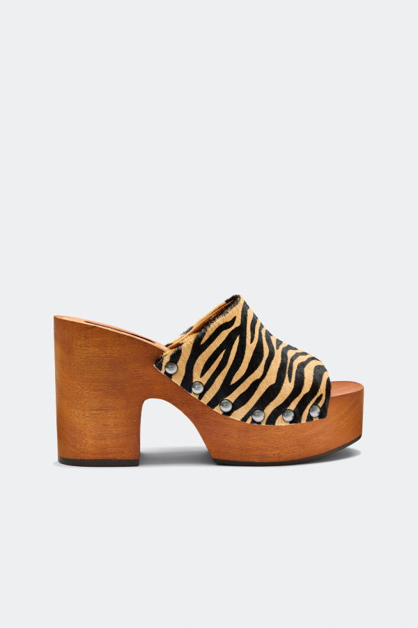 Simon Miller Haircalf Sol Wood Sandal - Brown Zebra