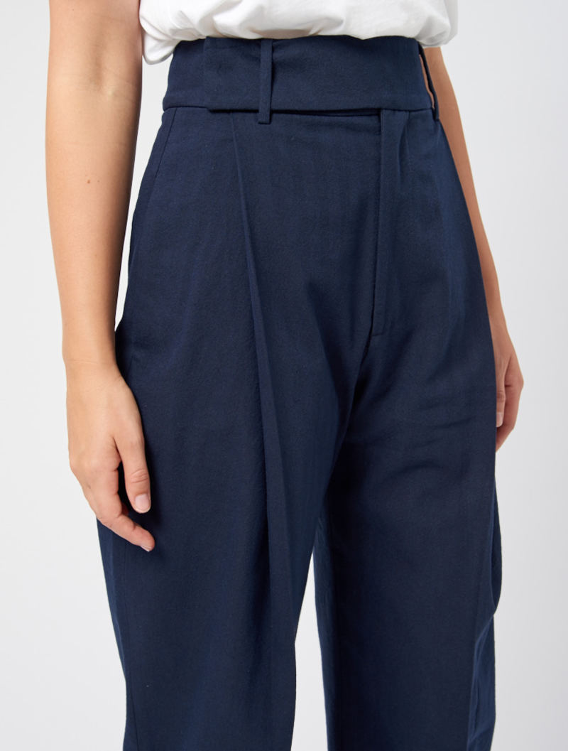 Studio Nicholson Barry Trouser - Dark Navy Herringbone | Garmentory