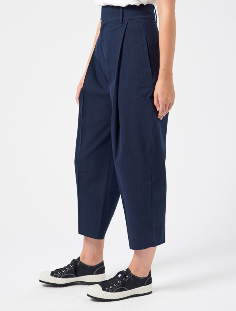 Studio Nicholson Barry Trouser - Dark Navy Herringbone | Garmentory