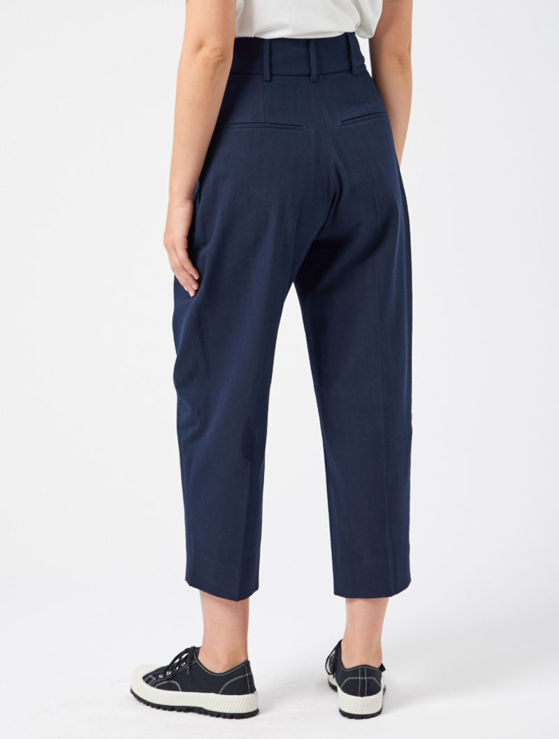 Studio Nicholson Barry Trouser - Dark Navy Herringbone | Garmentory