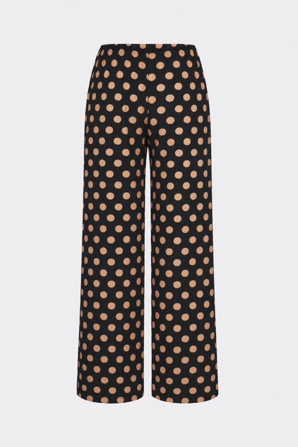 Simon Miller Nella Crepe Wide Leg Pant - Black/Tan Polka Dot