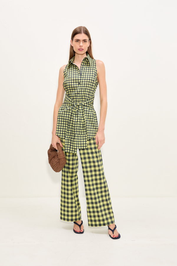 Simon Miller Pia Poplin Pant - Peridot/Ebony Gingham