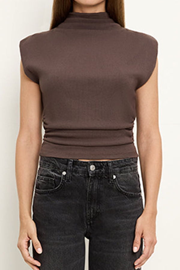 Michael Stars Amara Mock Neck Top - Quicksand