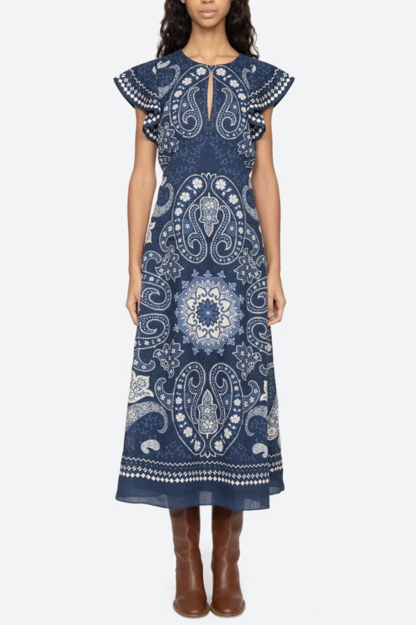 Sea NY Emelina Print Midi Dress - Navy