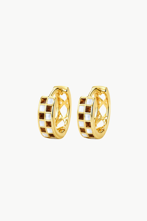 Romi Brown & White Checkered Hoops