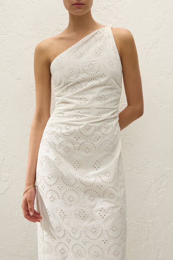 Faithfull The Brand Ponte Midi Dress - Bianca Broderie White