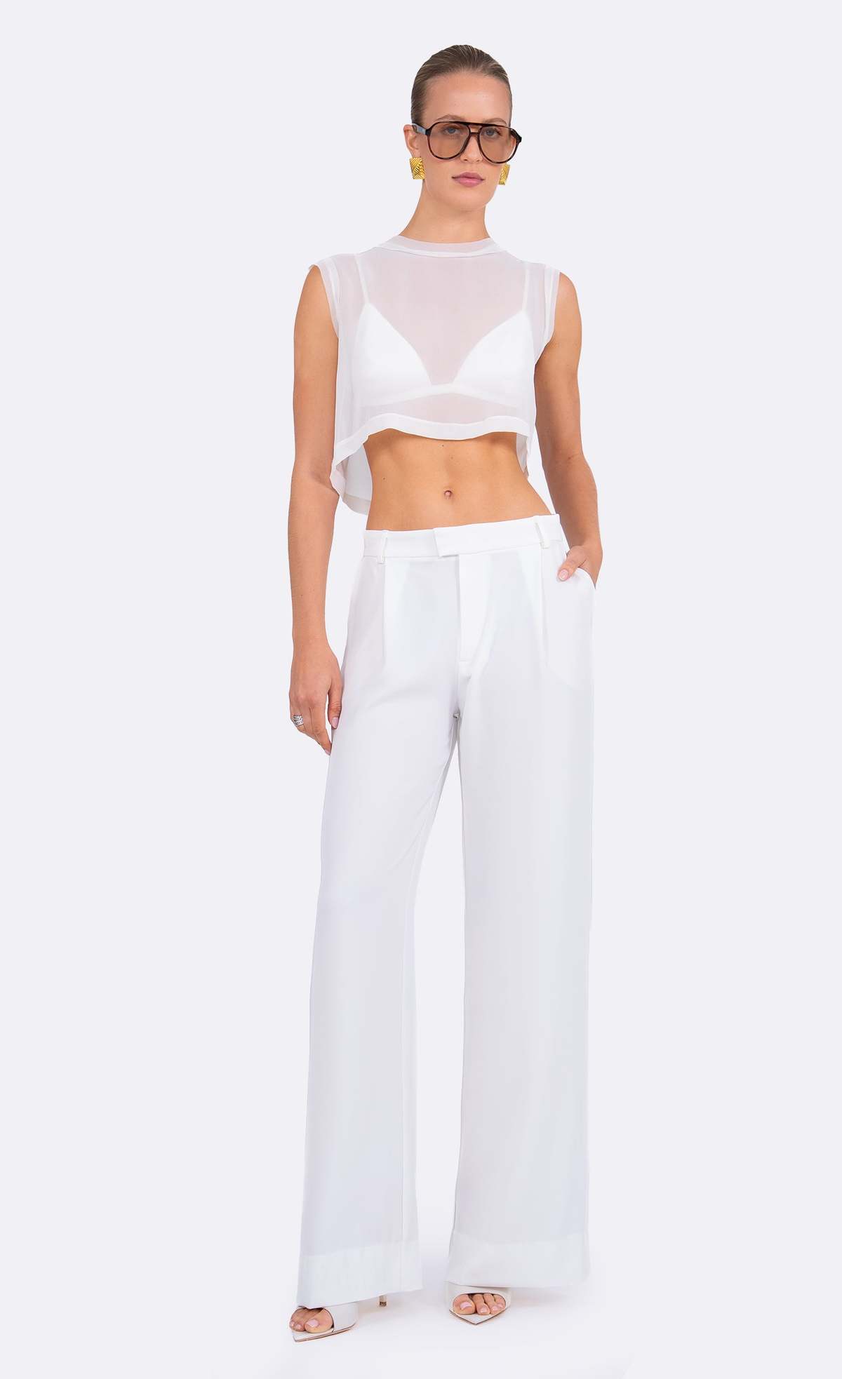 Nonchalant Label Kara Crop Top - Ivory - Image 1 of 3