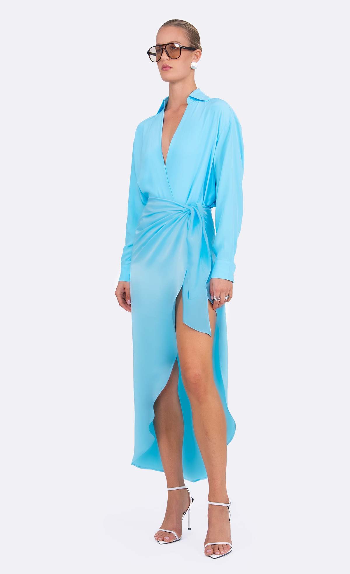 Nonchalant Label Sydney Silk Skirt - Aqua - Image 2 of 3