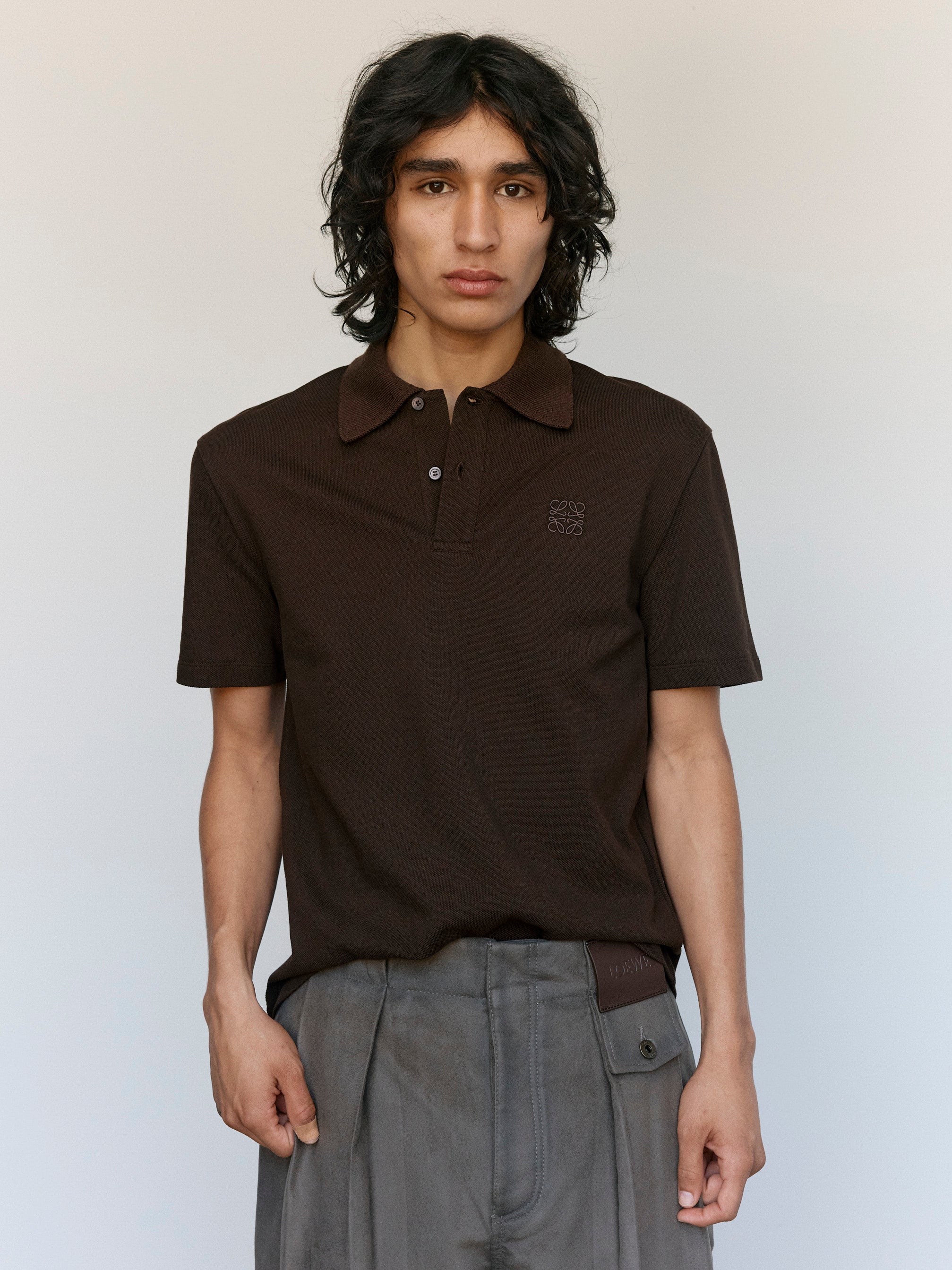 LOEWE Brown Cotton Piqué Polo | Garmentory