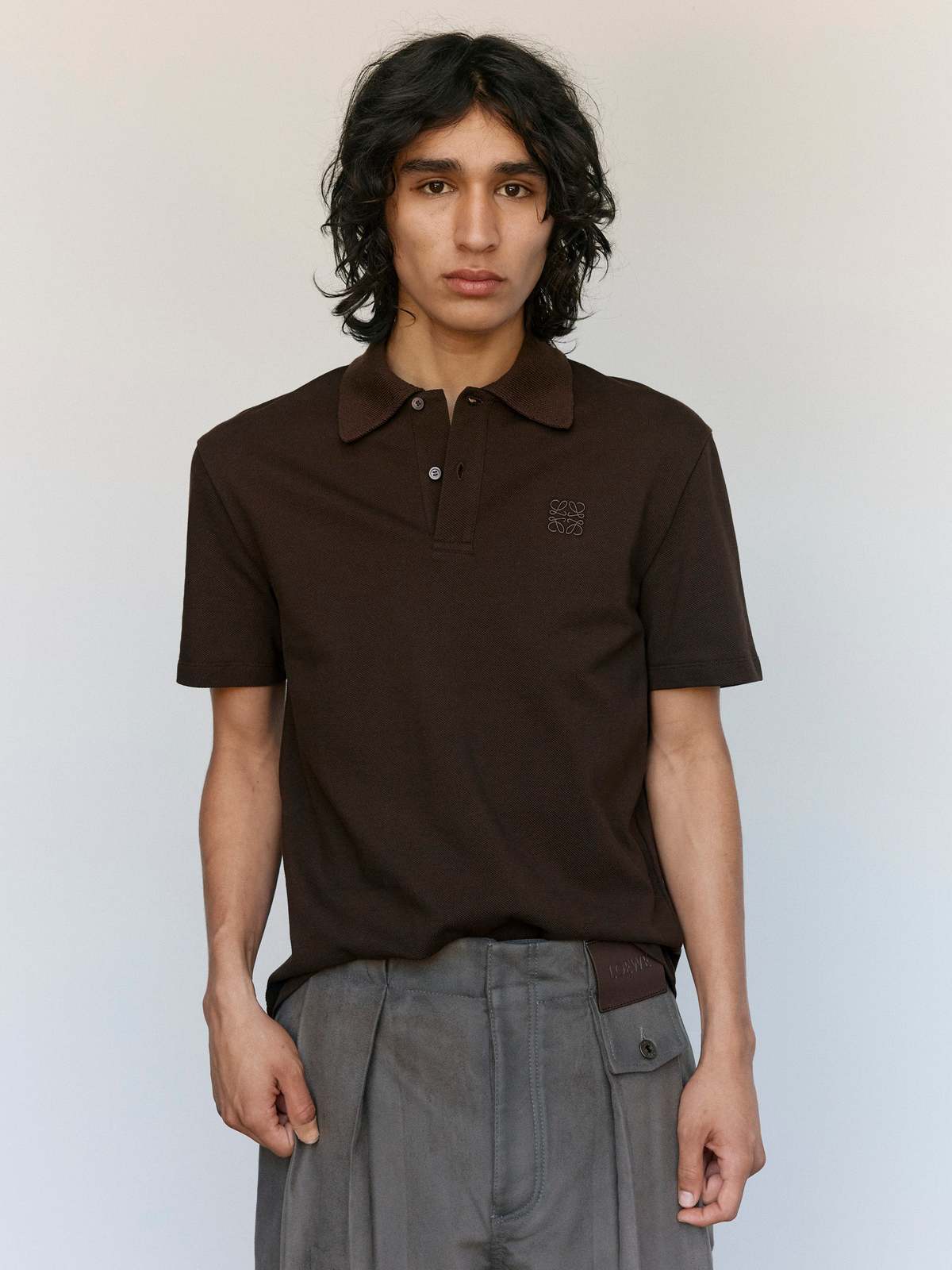 LOEWE Brown Cotton Piqué Polo - Image 1 of 8