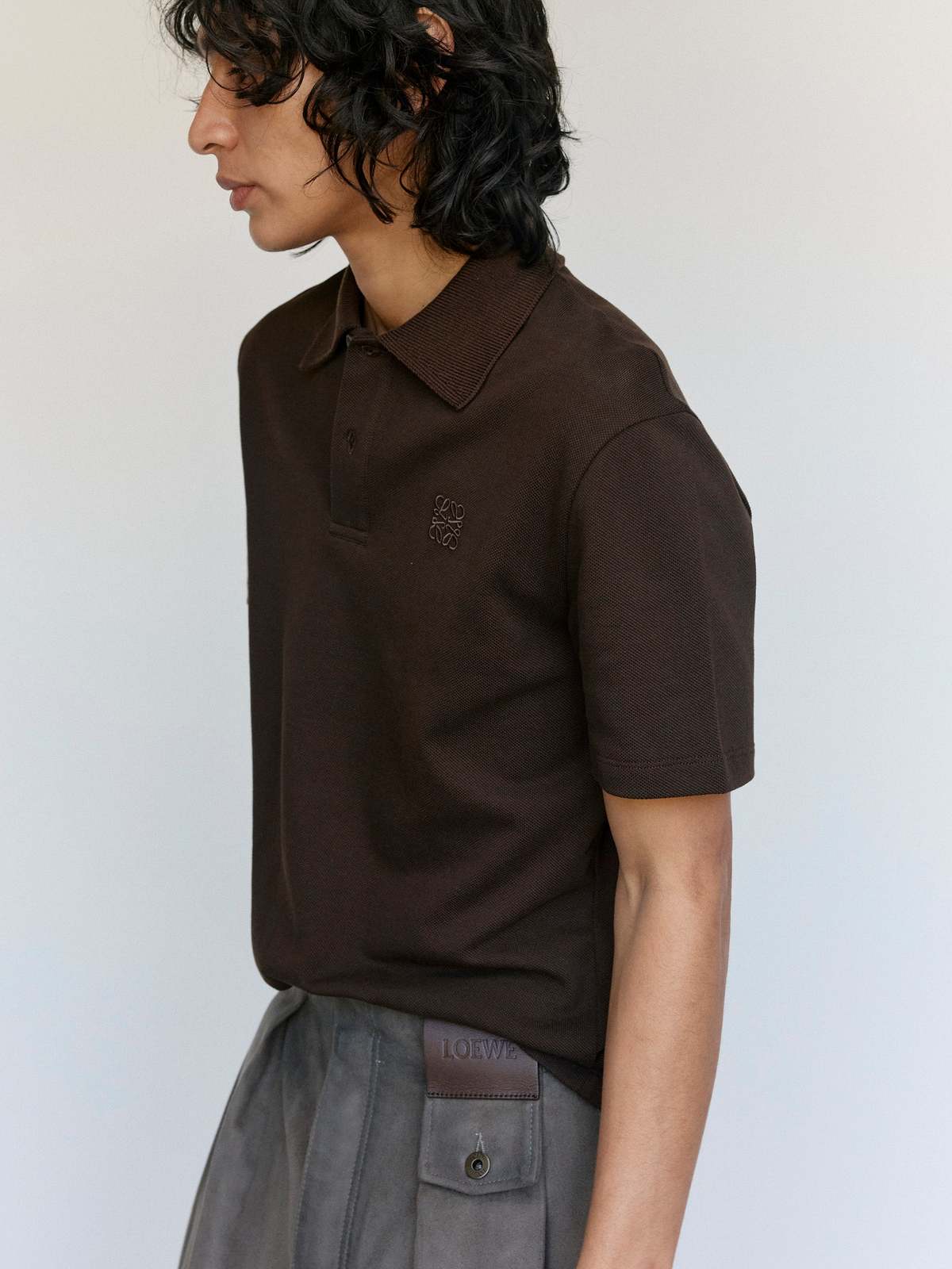 LOEWE Brown Cotton Piqué Polo - Image 5 of 8