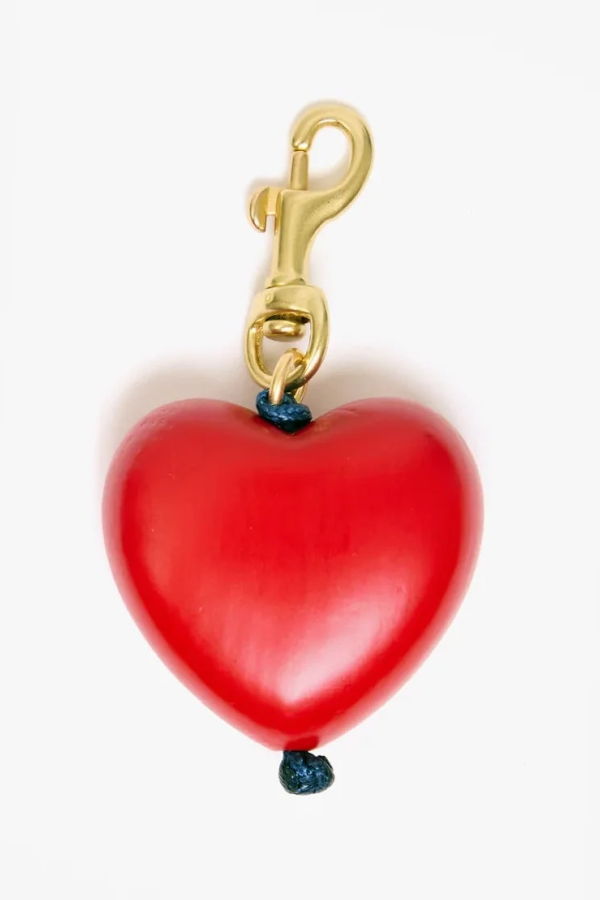 Clare V. Grande Heart Fob - Poppy
