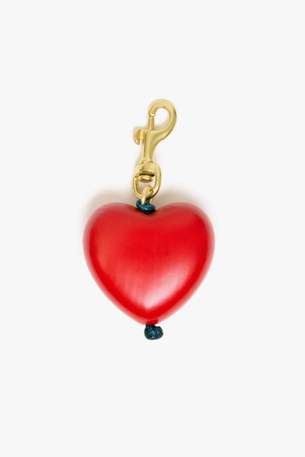 Clare V. Grande Heart Fob - Poppy