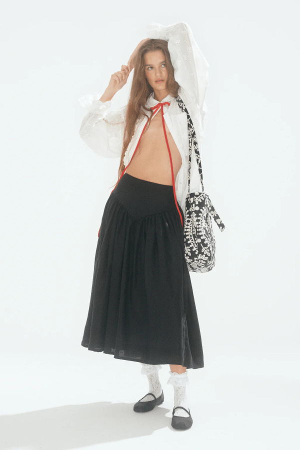 Eliza Faulkner Lucille Linen Skirt - Black