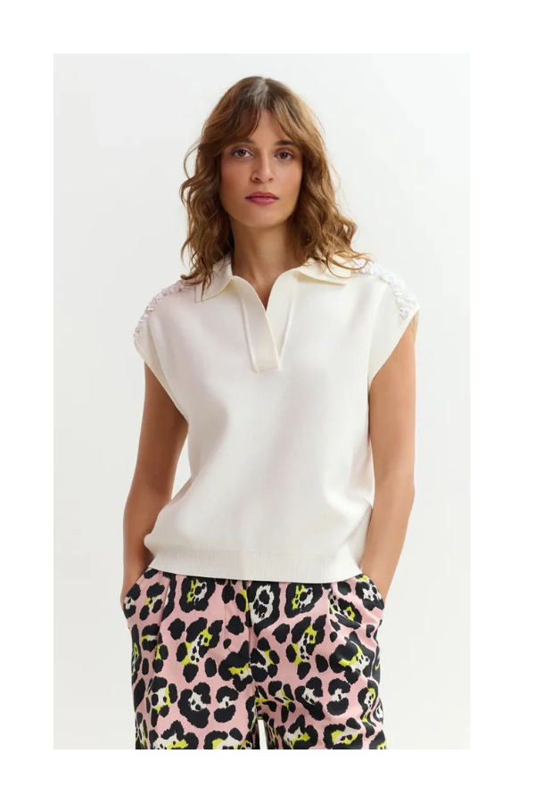 Essentiel Antwerp Joline Embroidered Knit Polo
