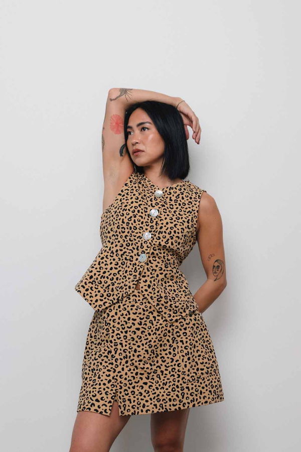 Noble Shell Flared Vest - Leopard