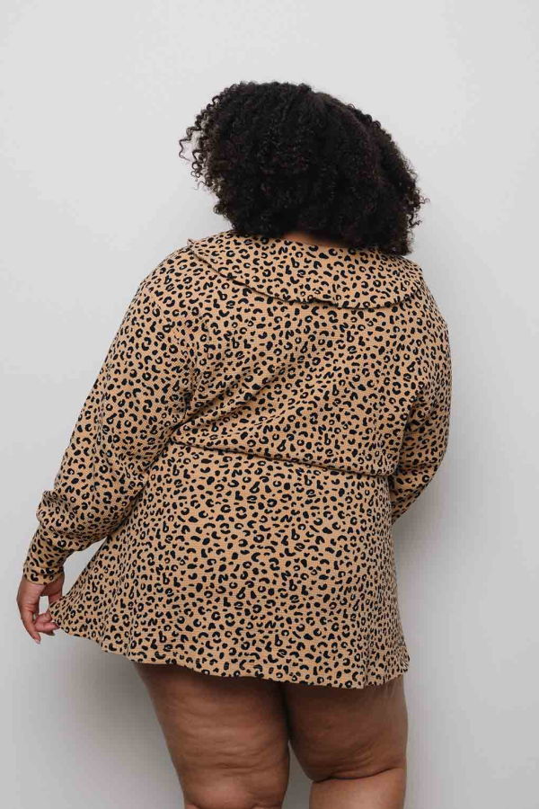 Noble Waffle Sailor Cardigan - Leopard