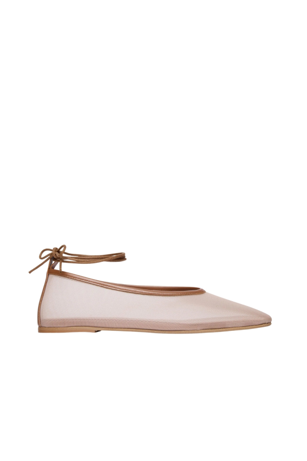 Freda Salvador Daisy Mesh Flat With Laces - Stone