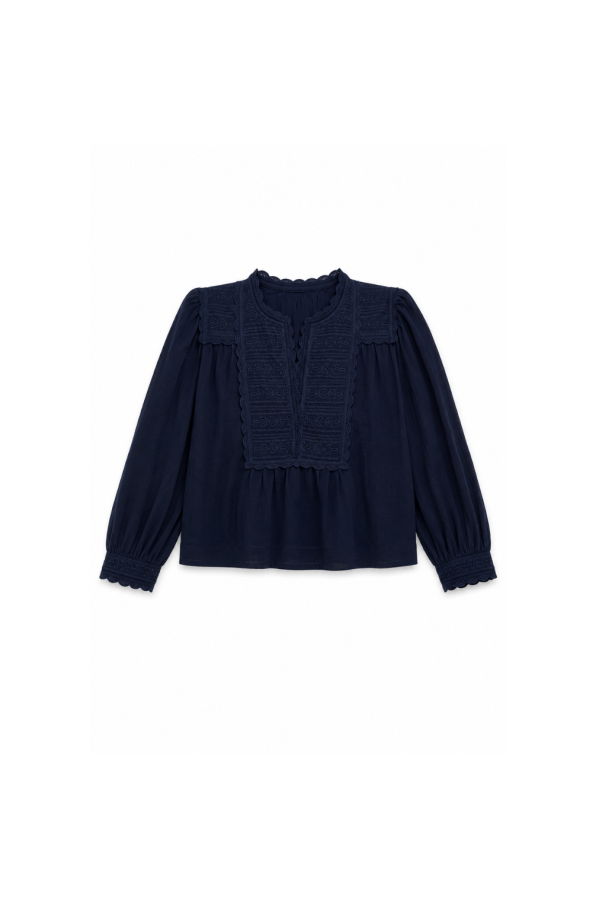 Sea NY Eliza Long Sleeve Top - Navy