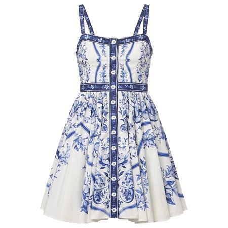 Farm Rio Full Of Flowers Organic Cotton Midi Dress - Blue/White | Garmentory
