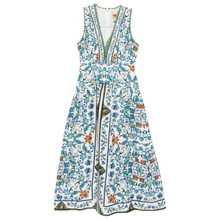 farm rio blue tile dream sleeveless maxi dress Blue Tile Dream Sleeveless Maxi Dress – FARM Rio main image 1