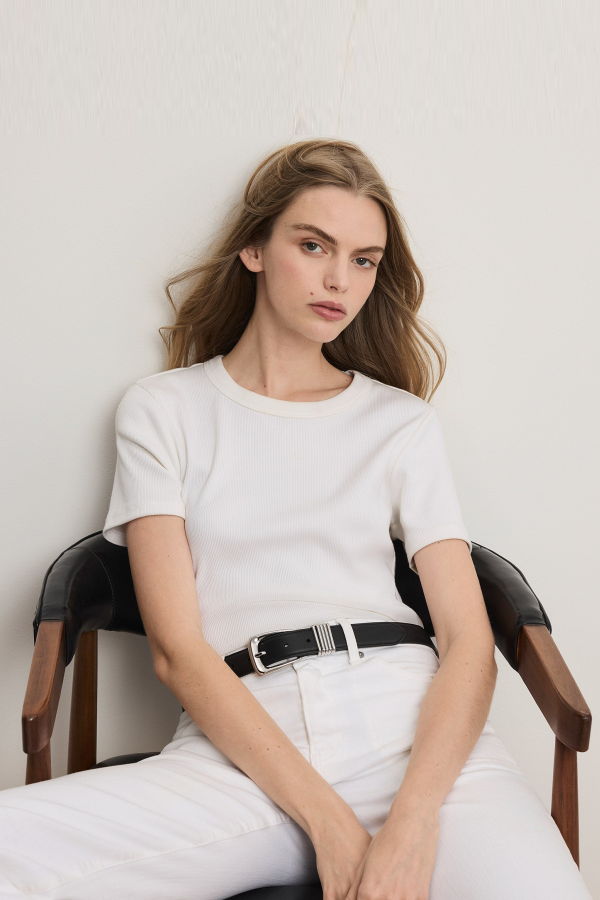 Veronica Beard Pruitt Ribbed T-Shirt - White