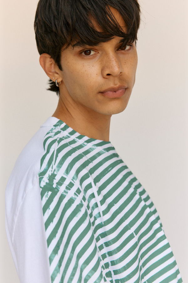 Camiel Fortgens Green & White Stripe Cotton Big Tee