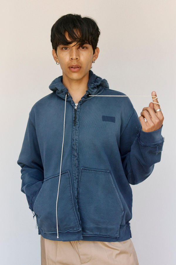 Camiel Fortgens Navy Sunfade Cotton Fitted Zip Hoodie