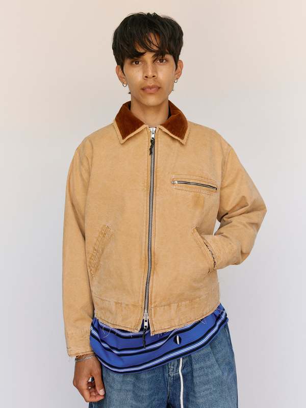 Camiel Fortgens Sand Vintage Wash Cotton Worker Jacket | Garmentory