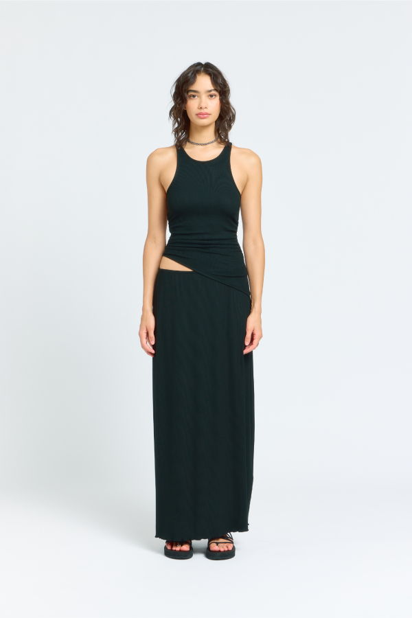Sab Studio Asymmetric Ruched Racerback Tank Top