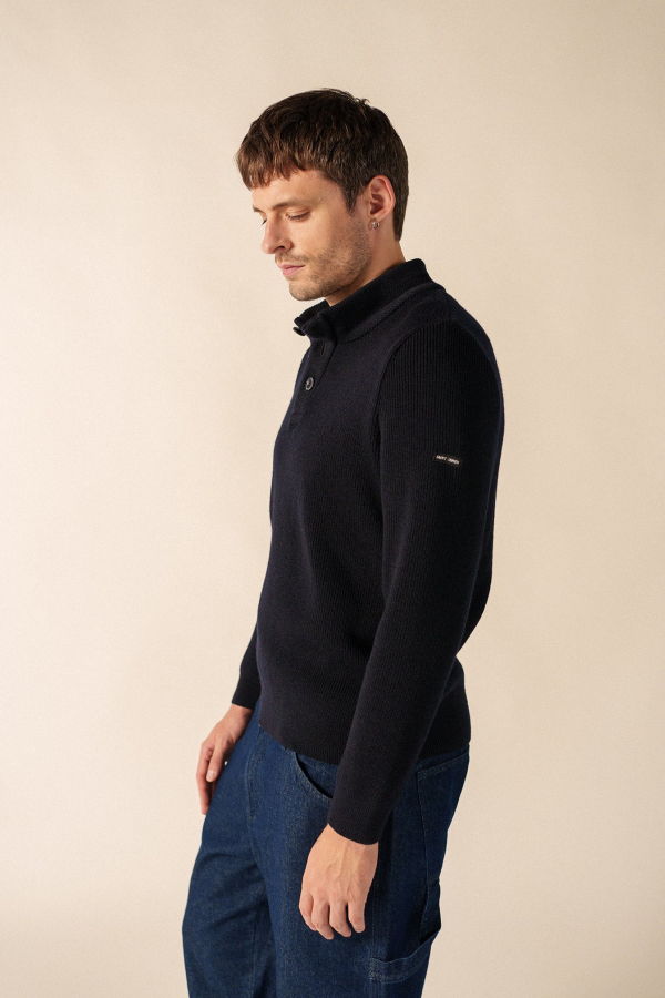 Saint James Bourboule Henley Sweater - Navy