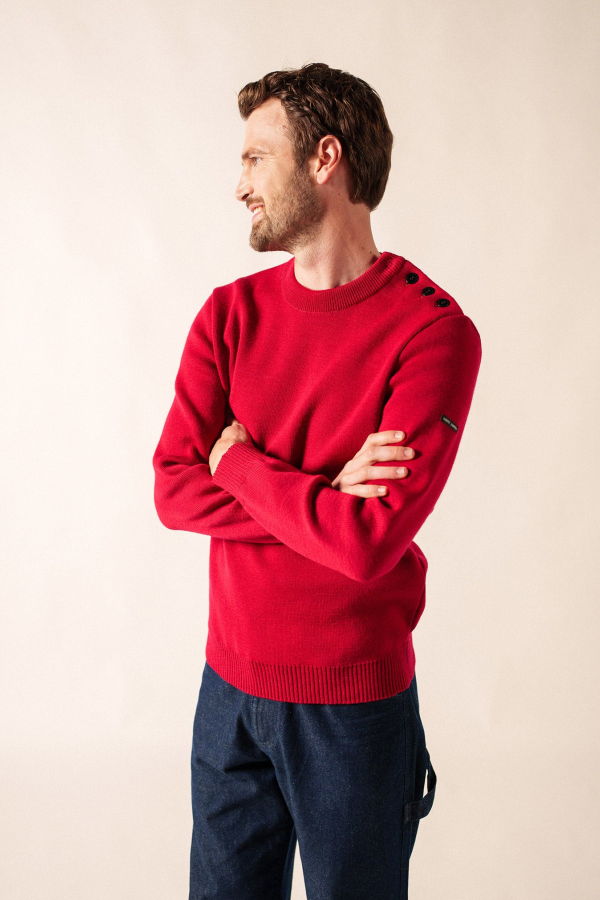 Saint James Cancale Fisherman Sweater - Maroon