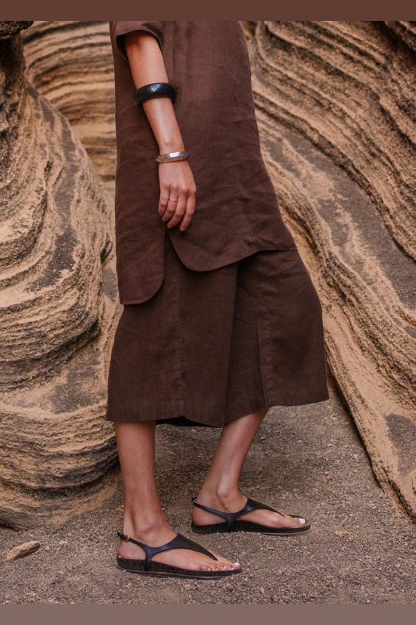 Saint James USA Chloe Linen Wide-Leg Pants - Chocolate
