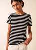 Saint James Etrille II Nautical Striped Tee - Black/Ecru - Thumbnail 1