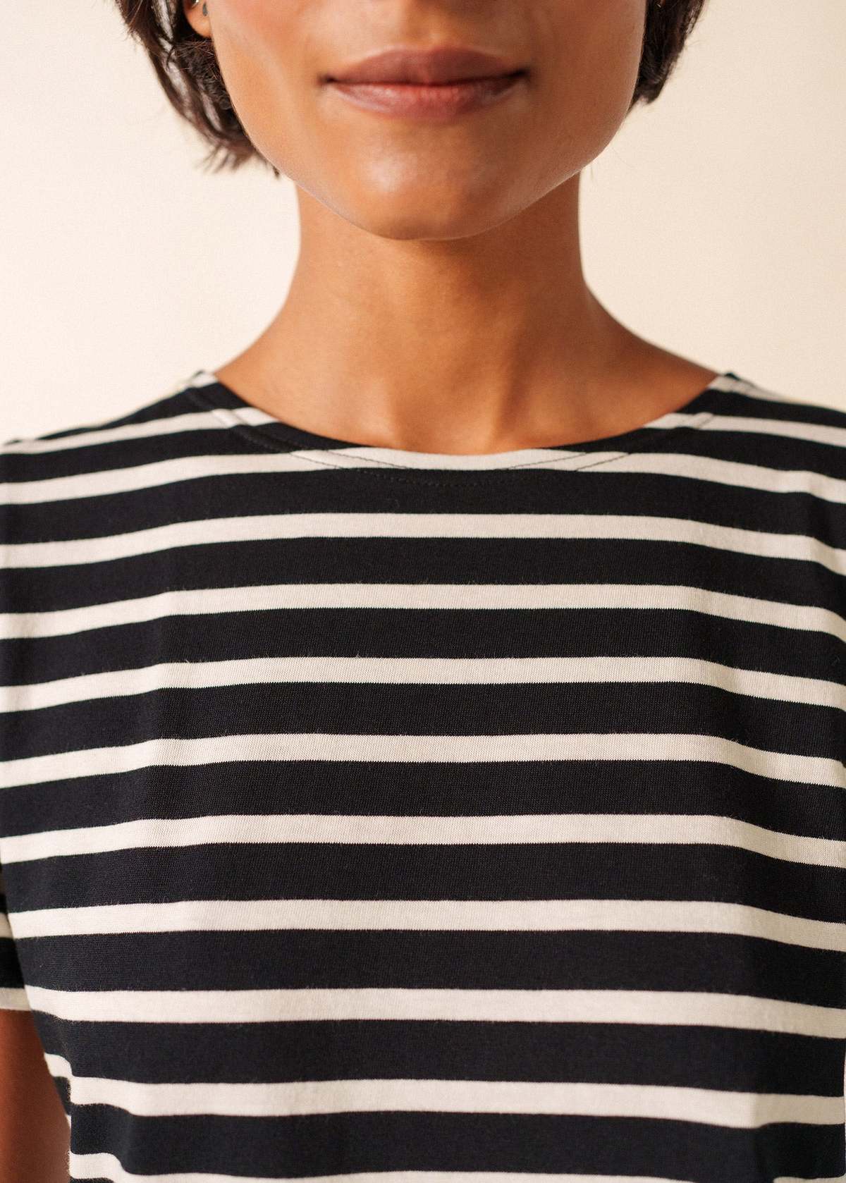 Saint James Etrille II Nautical Striped Tee - Black/Ecru - Image 4 of 5